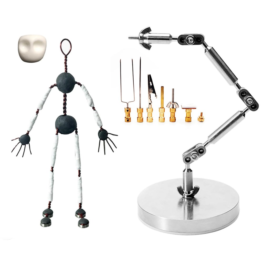 AISINILALAO 6 Connectors Stop Motion Armature Kits, Included Stop Motion Animation Winder Rig & Armature Kit for Claymation, Photography, Animators,11cm