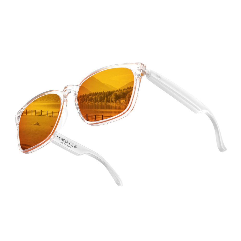 Volcano King Coffee AI Smart Glasses with ChatGPT & DeepSeek - Bluetooth Wireless Stereo for Real-Time Translation, Calls, Music | Hands-Free AI Assistant for Men, Women and Students(Amber)