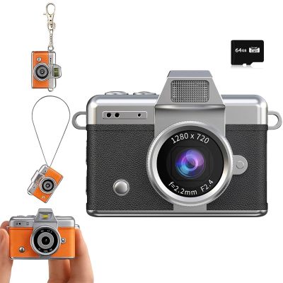 2026 New Mini Digital Camera with 1.47 in LCD Screen 1080P, Mini Keychain Retro Camera with 64GB Card - Flip Screen, Built-in Flash, Strap and Keychain - Ideal for Travel, Study, and Concerts (Black)