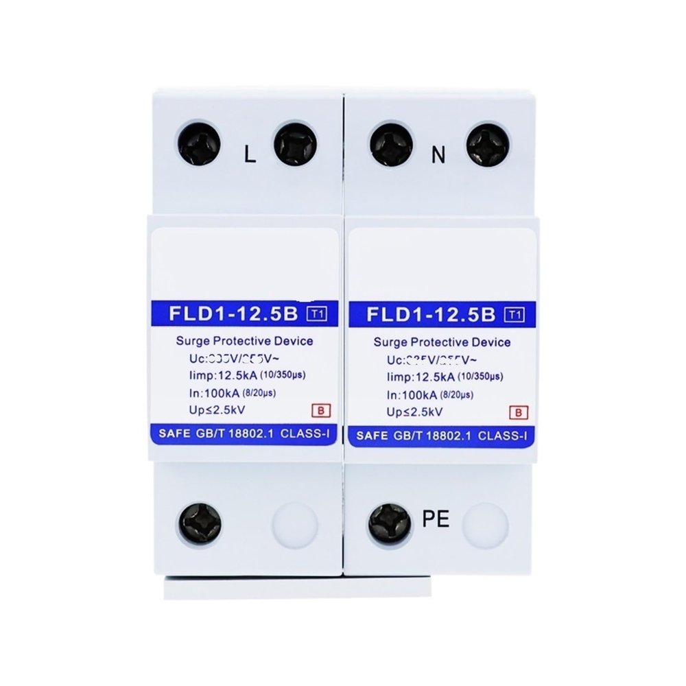YUANFANNN Surge Protective Device 220V Power Supply Lightning Arrester 12.5KA T1 Level Power Supply Surge Protector FLD1-12.5B