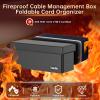 Tamfile Cable Management Box, Fireproof Foldable Cord Organizer and Cover, Heat Resistant Large Power Strip Organizer for TV Wires, Computer and USB Hub with Cable Clips & Reusable Cable Ties (Black) view 3