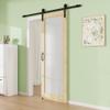 18" x 80" 1-Lite Tempered Frosted Glass Barn Door with 72" Track Kit, Pine Wood Sliding Barn Doors for Closet Kitchen, Excellent Sound & Thermal Insulation, Energy Saving, Resists Dents and Damage view 2