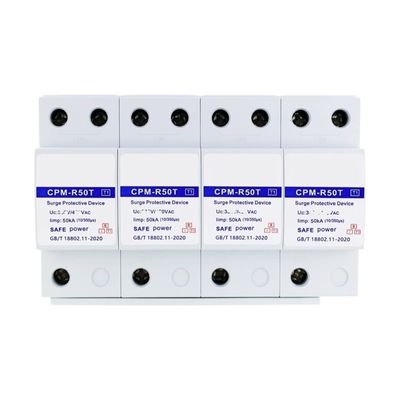 YUANFANNN Surge Protective Device T1 Level 1 Surge Protector 380V 50KA Three-Phase Power Supply Lightning Arrester CPM-R50T