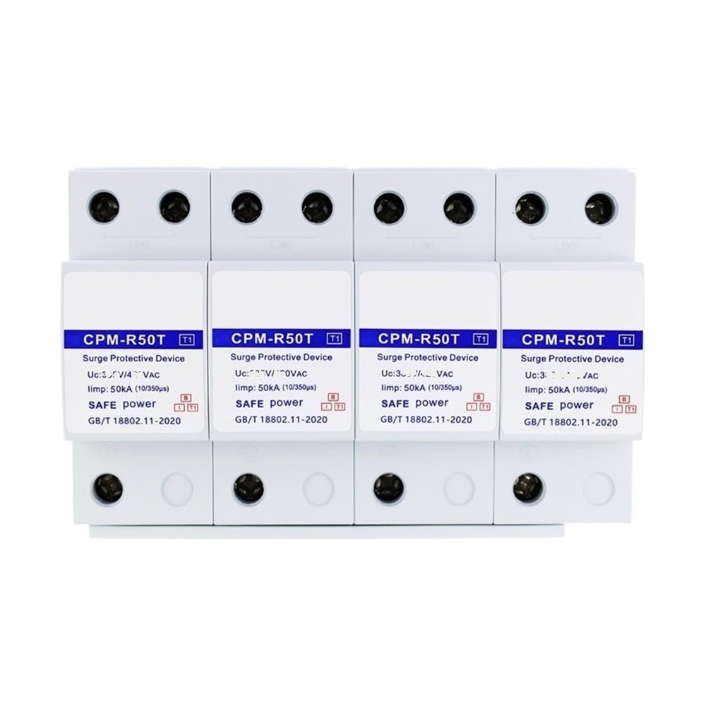 YUANFANNN Surge Protective Device T1 Level 1 Surge Protector 380V 50KA Three-Phase Power Supply Lightning Arrester CPM-R50T