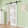 32" x 80" 3-Lite Tempered Frosted Glass Barn Door with 72" Track Kit, Solid Core MDF Sliding Barn Doors for Closet Kitchen, Paintable White Door Panel with Excellent Sound & Thermal Insulation, Sturdy view 2