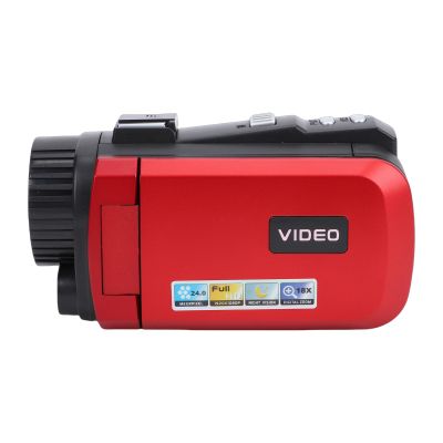 RASTKY 18X Zoom 1080P Camcorder, 24MP Digital Video Camera with 3.0 inch HD Display, Night, Electronic Stabilization, Loop Recording, Time Watermark (Red)