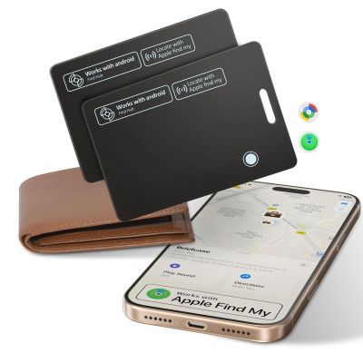 AI.QVOKA 2 Pack Ultra Slim Rechargeable Wallet Tracker Card, IP67 Waterproof Bluetooth Tracking Card Compatible with Apple Find My & Android, Item Locator for Wallet Luggage Backpack