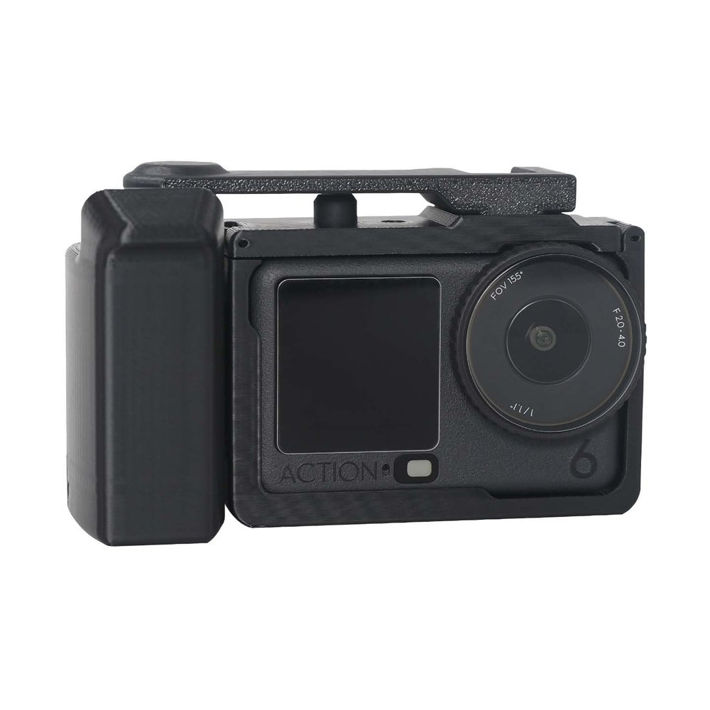3D Printing Street Grip Vlog Holder for DJI Osmo Action 6 Secure & Portable Lightweight & Durable Combo Camera Handle Mount Accessories with Wrist Strap Ensuring Comfortable and Efficient Shooting