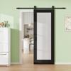 32" x 80" 1-Lite Tempered Frosted Glass Barn Door with 72" Track Kit, Solid Core MDF Sliding Barn Doors for Closet Kitchen, Excellent Sound & Thermal Insulation, Energy Saving and Protect Privacy view 1