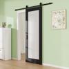 32" x 80" 1-Lite Tempered Frosted Glass Barn Door with 72" Track Kit, Solid Core MDF Sliding Barn Doors for Closet Kitchen, Excellent Sound & Thermal Insulation, Energy Saving and Protect Privacy view 2