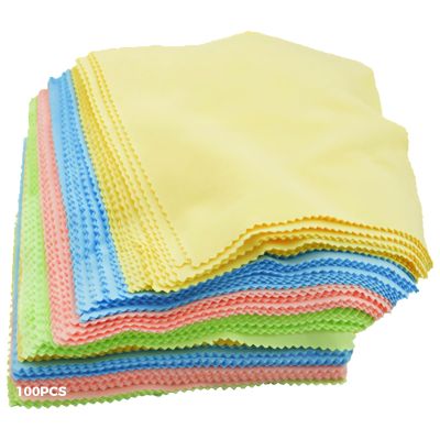 100 Vibrant Microfiber Cleaning Cloths, Pre-Cut Fabric Squares for Crafting, Effective Lens Cleaning for Glasses, Phones, Cameras