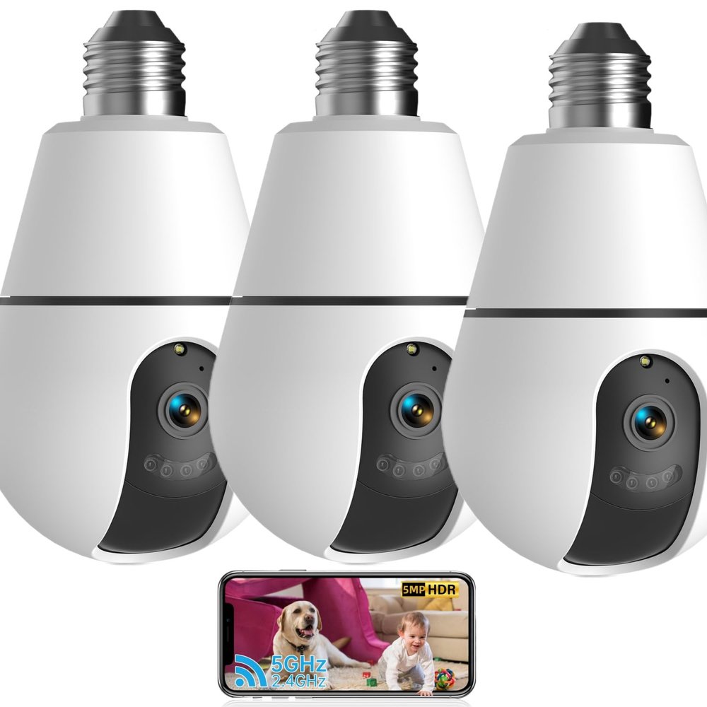 Jqimn 5MP Ultra-high-Definition Bu 2.4/5GHz Wi-Fi Wireless Indoor Camer(3PCS)