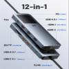 Laptop Docking Station Dual Monitor 12-in-1 USB C Docking Station with Smart LCD Display, 2 HDMI Ports+100W PD+10Gbps USB-C/A+2.5G Ethernet+SD/TF,Docking Station for Dell/HP/Lenovo Laptop view 2