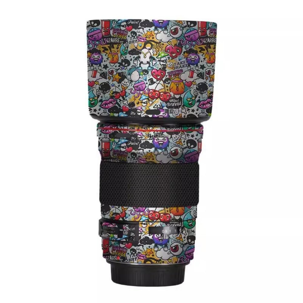 EF 135 2 Camera Lens Skin Anti-Scratch Sticker for Canon EF 135mm F2 Coat Vinyl Protective Film Decals(Graffiti White)