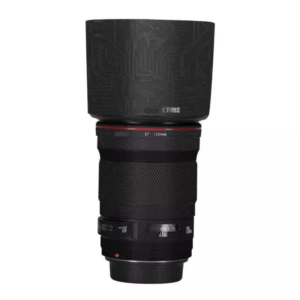 EF 135 2 Camera Lens Skin Anti-Scratch Sticker for Canon EF 135mm F2 Coat Vinyl Protective Film Decals(Circuit Black)