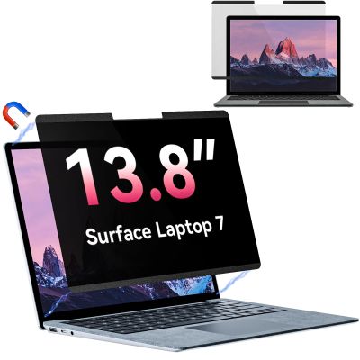 Yklssm Magnetic Privacy Screen for Microsoft Surface Laptop 7 13.8 Inch, Removable Anti Glare Blue Light Filter, 13.8 In Anti Spy Black Security Private Block Screen Protector