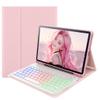 Backlit Keyboard Case for Galaxy Tab S10+ Plus/S9 FE+ Plus/S9+ Plus/S8+ Plus/S7 FE/S7+ Plus 12.4 inch, 7-Color Rainbow Backlight Magnetic Detachable Keyboard Cover with S Pen Holder,Pink+White view 1