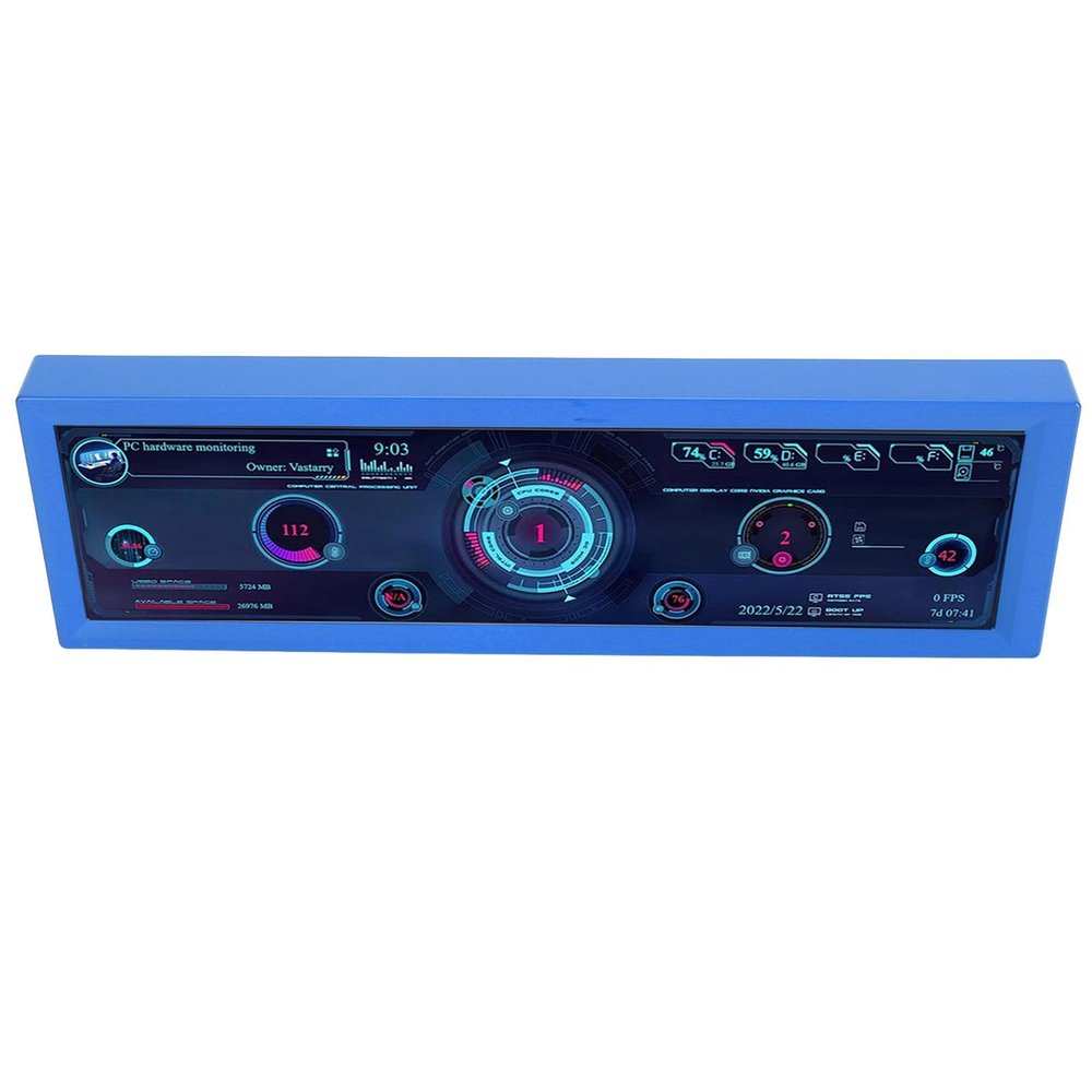 SUNGOOYUE High Resolution 8.8 Inch Computer CPU Temperature Display, Professional HD IPS Screen, PC Data Secondary Display for, ABS Size: 24X7.3X1.9Cm (Blue)