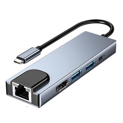 11 Ports USB C HUB Docking Station RJ45 Adapter to HDMI-Compatible 4K V/GA SD/TF Card 3.5MM AUX 11-in-1 for PC Splitter(5 in 1)