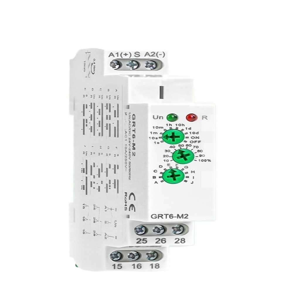 10A Multifunctional Delay Time Relay with 10 Function Choices 0.1s-10 Days Time Delay AC/DC24V-240V Control DIN Rail Relay(ACDC24V-240V)