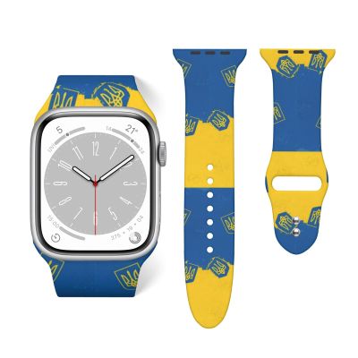 Supdreamc Funny Silicone Decor Replacement Bands Compatible with iWatch Series, Whimsical Watch Bands for Series 10/9/8/7/6/5/4/3/2/1 Grunge Flag Of Ukraine