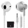 AzukiLife White Wired Earbuds with Microphone for Laptop, 3.5mm in-Ear Headphones with Volume Control, Clear Sound, Tangle-Free Cable, Aluminum Earbuds for iPhone, iPad, Computer, PC & School view 1