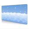 IMAYONDIA Cute Pastel Blue Desk Mat, Minimalist Large Gaming Mouse Pad Mousepad, Kawaii Anime Writing Pads Deskmat, Gradient White Clouds Computer Pad, Aesthetic Stars Moon Deskpad, 31.5 x 15.7 in view 1