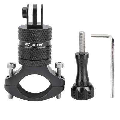 DouWen MO Universal Action Camera Bracket, Aluminum Alloy Bike Motorcycle Stand, 360 Degree Rotation Ballhead Mount with Non Slip Pad, Compatible with Most Sports Cameras for Insta (Black)