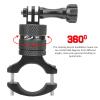 DouWen MO Universal Action Camera Bracket, Aluminum Alloy Bike Motorcycle Stand, 360 Degree Rotation Ballhead Mount with Non Slip Pad, Compatible with Most Sports Cameras for Insta (Black) view 3