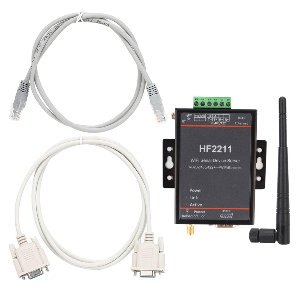 plplaaoo HF2211 Serial Server RS232 485 422 to WiFi Ethernet DTU Network Communication Device 5 36VDC for Industrial Automation IoT Solutions