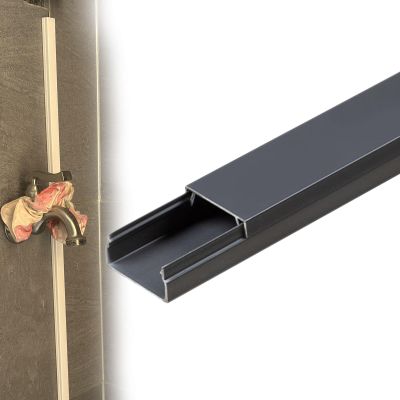 39.4in Length Cable Protector PVC Self-Adhesive, Cord Covers for Wires On Wall Grey for Bedroom/Workshop, Cable Concealer Conduit for Wall Mounted Tv(B- 1 PC,L W H 39.4in x 0.5in x 0.3in)