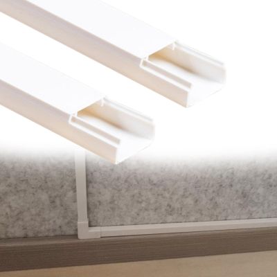 3/10 2/5 3/5 7/10 in Height Square Box Cable Trunking, Self-Adhesive Cables Hider, Cable Hider Cord Covers for Wires On Wall for Workshop/Factory(C- 2 PC,L W H 39.4in x 1.5in x 0.7in)