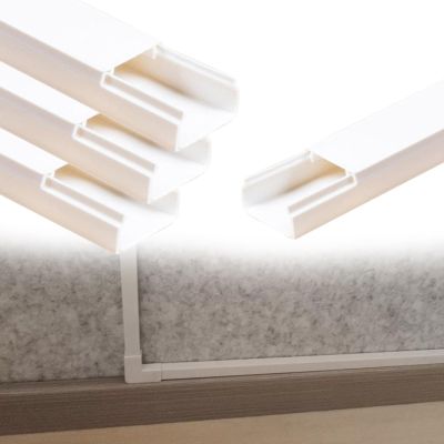3/10 2/5 3/5 7/10 in Height Square Box Cable Trunking, Self-Adhesive Cables Hider, Cable Hider Cord Covers for Wires On Wall for Workshop/Factory(C- 4 PC,L W H 39.4in x 1.5in x 0.7in)