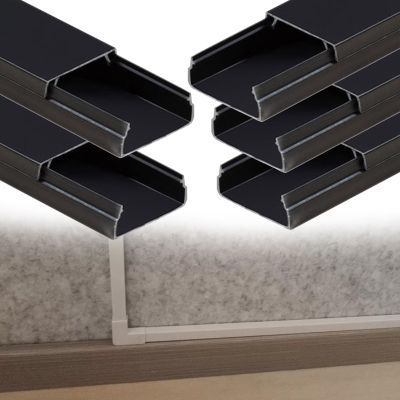 3/10 2/5 3/5 7/10 in Height Square Box Cable Trunking, Self-Adhesive Cables Hider, Cable Hider Cord Covers for Wires On Wall for Workshop/Factory(B- 5 PC,L W H 39.4in x 0.6in x 0.4in)