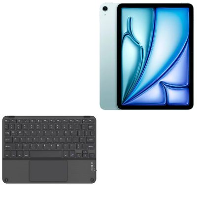 BoxWave Keyboard Compatible with Apple iPad Air (7th Gen 2025) (11 in) - SlimKeys Bluetooth Keyboard with Trackpad, Portable Slim TouchPad - Jet Black