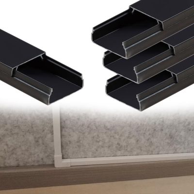 3/10 2/5 3/5 7/10 in Height Square Box Cable Trunking, Self-Adhesive Cables Hider, Cable Hider Cord Covers for Wires On Wall for Workshop/Factory(B- 4 PC,L W H 39.4in x 0.8in x 0.6in)