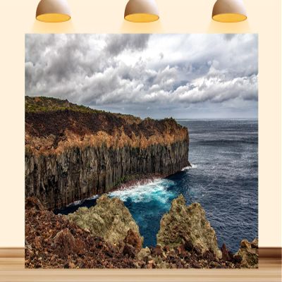 10X8ft Fabric Cliffs Backdrop Breathtaking Camping Hiking Tapestry Sea Waves Rugged Background Party Decorations Home Wall Decor