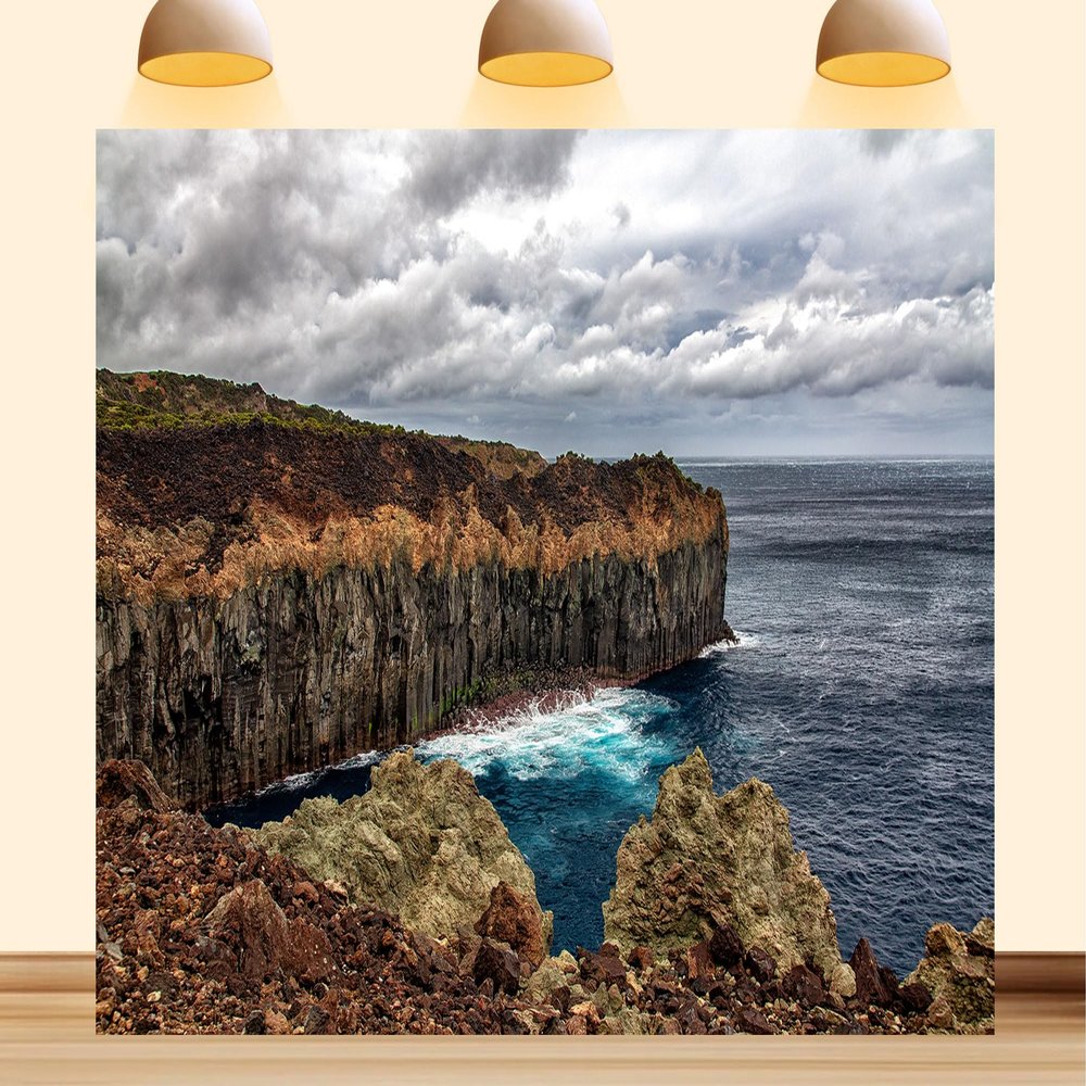 10X8ft Fabric Cliffs Backdrop Breathtaking Camping Hiking Tapestry Sea Waves Rugged Background Party Decorations Home Wall Decor