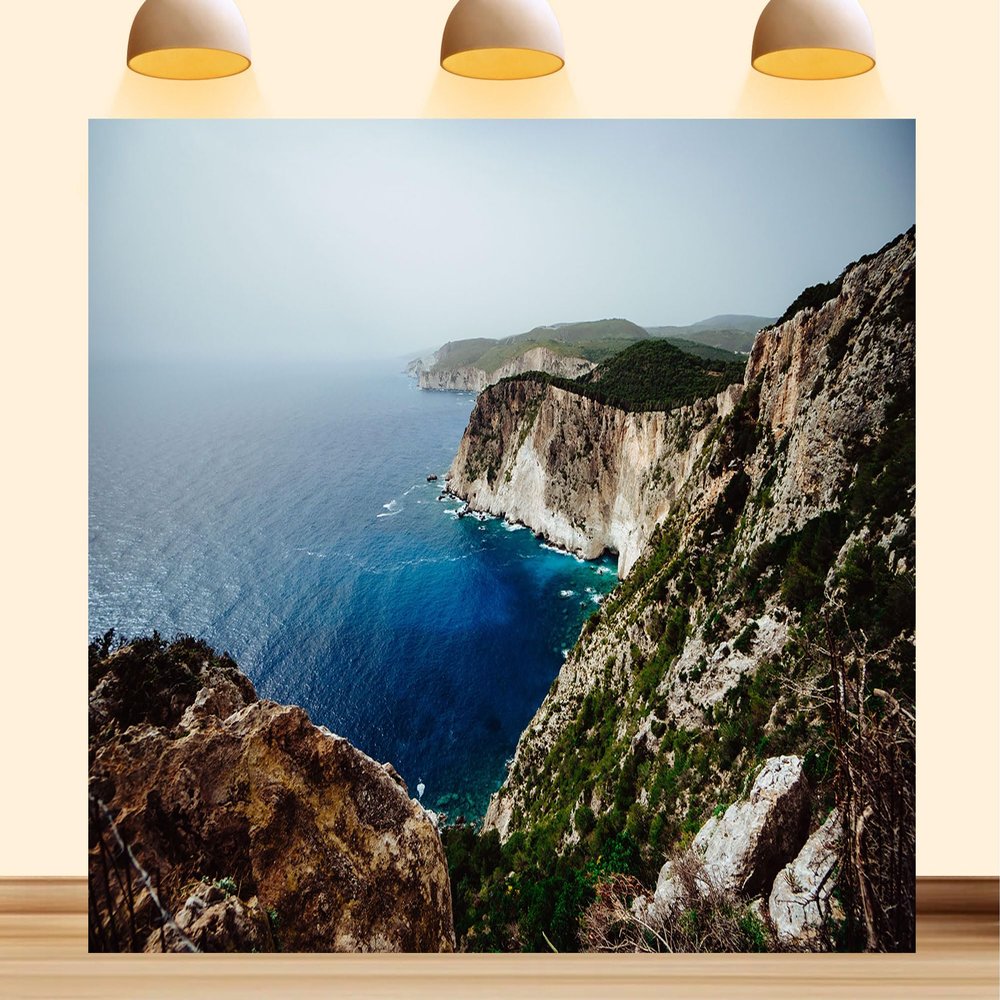 10X7ft Fabric Cliffs Backdrop Lovely Camping Hiking Tapestry Sea Waves Rugged Background Party Decorations Home Wall Decor