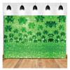 7x5FT Happy St.Patrick's Day Photography Backdrop Glitter Clover Photo Background Children Kids Adults Baby Shower Party Portraits Decor Party Banner Supplies Polyester view 2