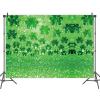 7x5FT Happy St.Patrick's Day Photography Backdrop Glitter Clover Photo Background Children Kids Adults Baby Shower Party Portraits Decor Party Banner Supplies Polyester view 3