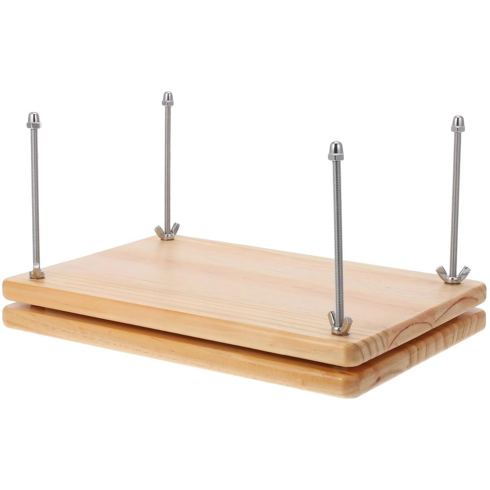 YHomU 11.6 X 7.7 in Wood Book Binding Press, Double Layer Clamp with Threaded Posts