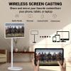 Gavscient Smart Screen Portable TV On Wheels, 4K Touch Screen Monitor with Android 12 OS, Full Swivel Rotation, Wireless Mirroring, Dual Speakers & FHD IPS Large Display for Versatile Use 24-4/64 view 2