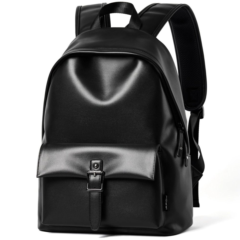 14 Inch Leather Travel Backpack For Men  Anti-Theft Waterproof Business Backpack With Large Capacity