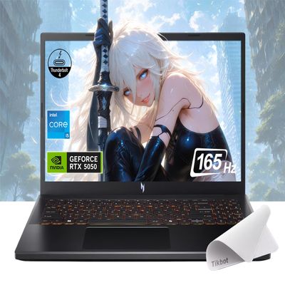 acer Nitro V 15.6 FHD IPS 165Hz Gaming Laptop, Intel Core i5-13420H, NVIDIA GeForce RTX 5050 with 8GB GDDR7 VRAM, w/Mouse pad (32GB RAM | 1TB PCIe SSD+pro)