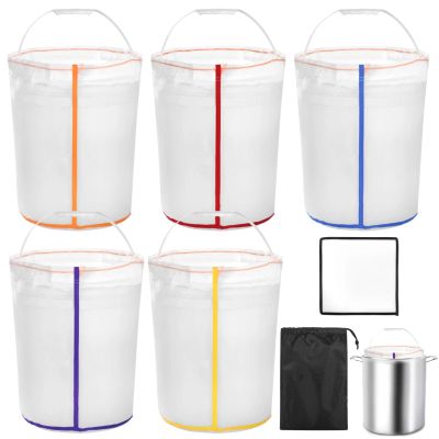 Vestamore 5 Filter Bags for Kitchen, Nylon Strainer Set, Reusable, 5 Gallon, 19.69 X 16.54 in