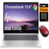 HP 15 Laptop Chromebook w/Bluetooth Mouse (15.6" Anti-Glare, Intel N200 (> i3-1115G4), 8GB DDR5 RAM, 128GB Storage (64GB eMMC + 64GB SD Card)) Home & Student, Wi-Fi, Numeric KB, Webcam, Chrome OS view 1