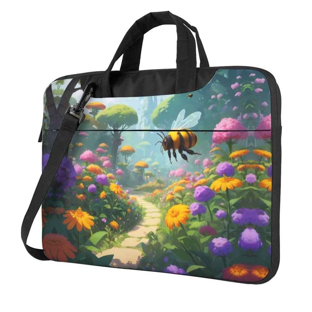 WZYWHJ 15.6 inch Bee Garden Prints Laptop Bag - with Soft Interior, Multiple Pockets - Ideal for Men, Travel and Business