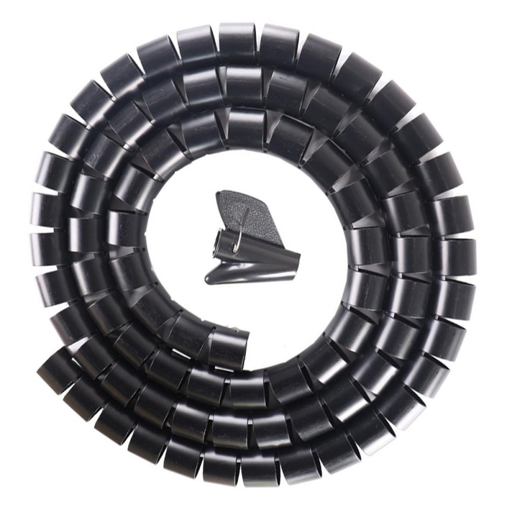 BESPORTBLE Black Spiral Cable Sleeve Tube Wire Wrap Cord Organizer Flexible PE Coiled Cable Protector with Pet Chew Resistance for Home Office