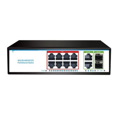 120W 8 Gigabit PoE 48v Gigabit Switch(10RJ45 2SFP US Plug)